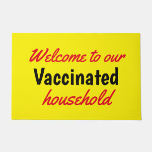 Paillasson Bienvenue dans notre texte de maison vacciné Jaune