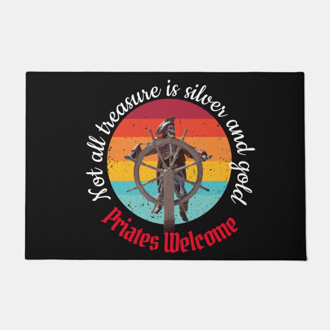 Paillasson Bienvenue de la fête Pirate de Squelette (Devant)
