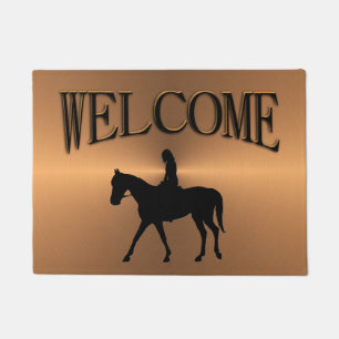 Paillasson Bienvenue de la fille au cheval