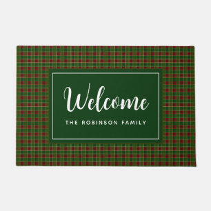 Paillasson Bienvenue de Monogramme personnalisé vert rouge