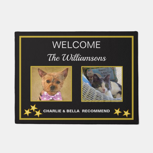 Paillasson Bienvenue de noms de familiers photo personnalisés (Devant)