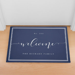 Paillasson Bienvenue    Élégante calligraphie Nom de famille 