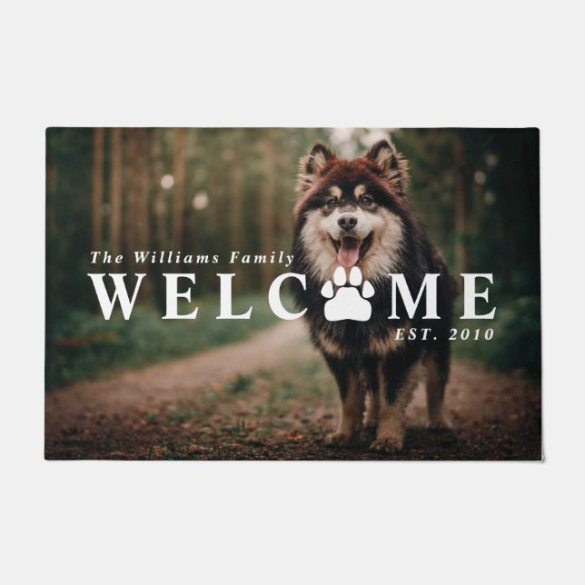 Paillasson Bienvenue Empreinte de patte Animaux de compagnie  (Devant)