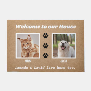 Paillasson Bienvenue Funny Dogs House Custom 2 Pet Photo