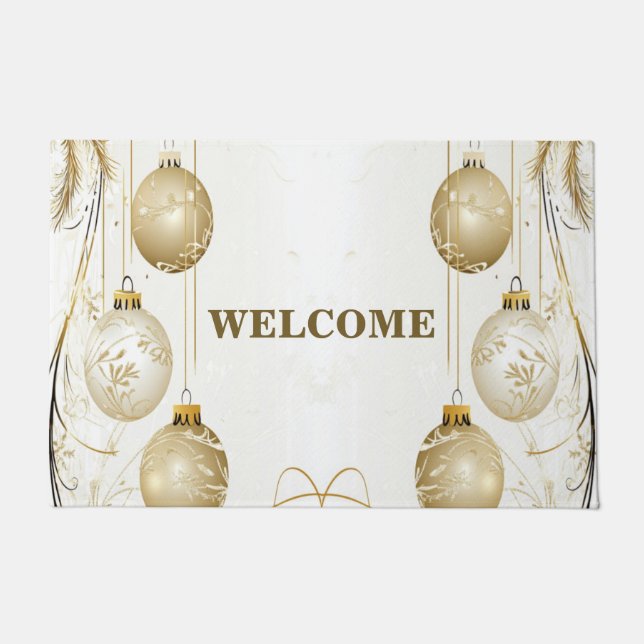 Paillasson Bienvenue Golden Orament Noël Fête de Noël (Devant)