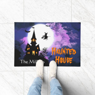 Paillasson Bienvenue Halloween heureux avec la maison hantée 