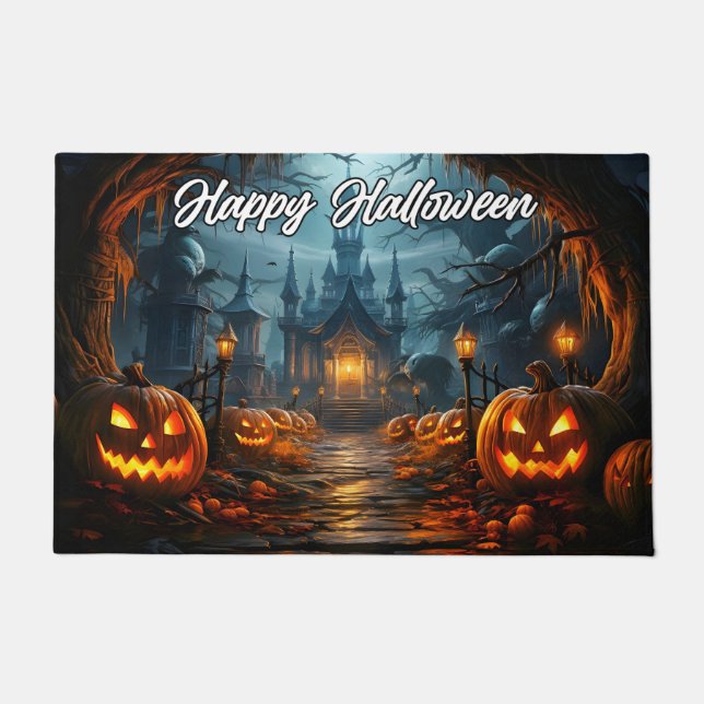 Paillasson Bienvenue  | Joyeux Halloween Nefarious Citrouille (Devant)