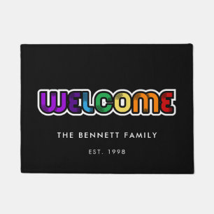 Paillasson Bienvenue LGBT rainbow flag famille