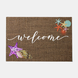 Paillasson Bienvenue Mat Beach House Burlap Starfish Shell