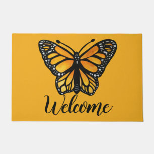 Paillasson Bienvenue Monarque papillon aquarelle peinture
