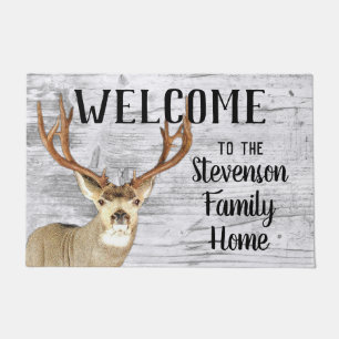 Paillasson Bienvenue Mule Deer Chasse Buck Antlers Nom de fam