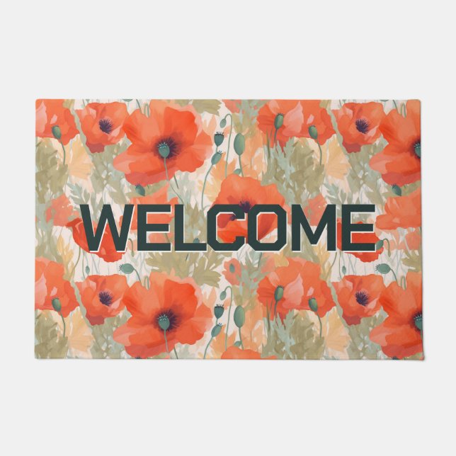 Paillasson Bienvenue Poppies d'été (Devant)