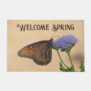 Paillasson Bienvenue Printemps Purple Floral Monarque Papillo