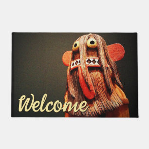Paillasson Bienvenue Script Kachina Doll visage photo mignonn