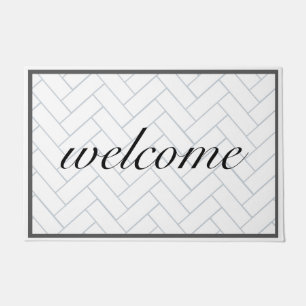 Paillasson Bienvenue Simple Noir Blanc Chevron Tile Farmhouse