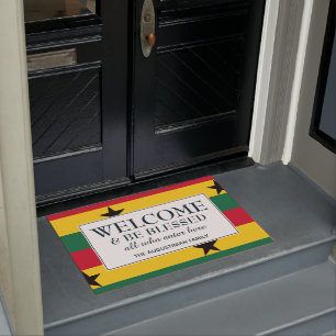 Paillasson BIENVENUE SOIT BÉNÉFICIÉ Drapeau du GHANA