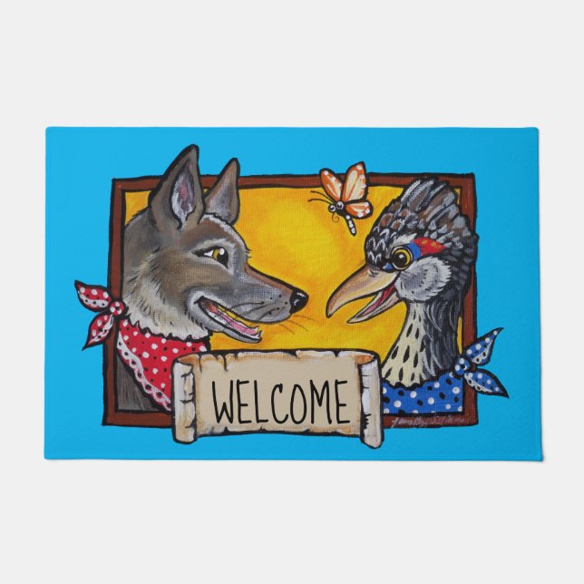 Paillasson Bienvenue Southwest Coyote Roadrunner Animal Fun A (Devant)