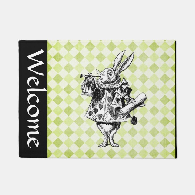 Paillasson Bienvenue sur le lapin blanc (Devant)