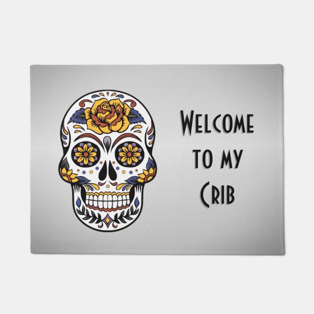 Paillasson Bienvenue sur My Crib Sugar Skull (Devant)