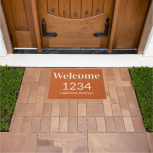 Paillasson Bienvenue Terra Cotta et Beige House Numéro Adress