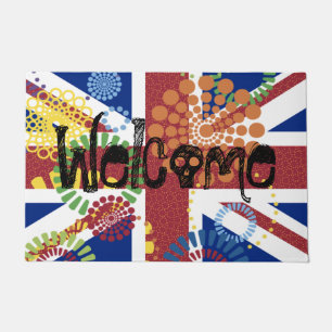 Paillasson Bienvenue Union Jack British Skull Dots Couleur