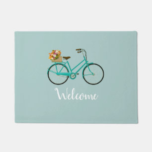 Paillasson Bienvenue Vélo Vintage avec Fleurs Sol Mat