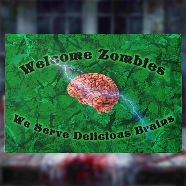 Paillasson Bienvenue Zombies, Nous Servions De Délicieux Cerv (Créateur téléchargé)