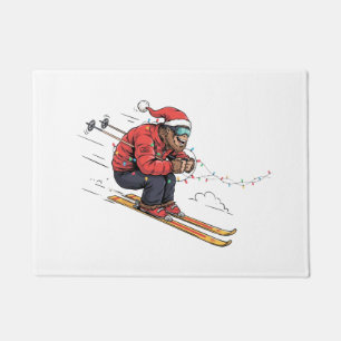 Paillasson Bigfoot Sasquatch Skiant Noël Glace Skiing