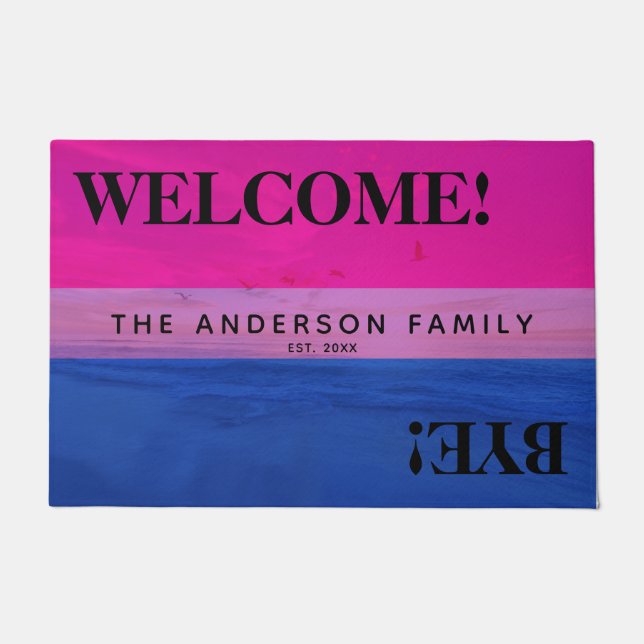 Paillasson Bisexual Flag Beach Accueil personnalisé (Devant)
