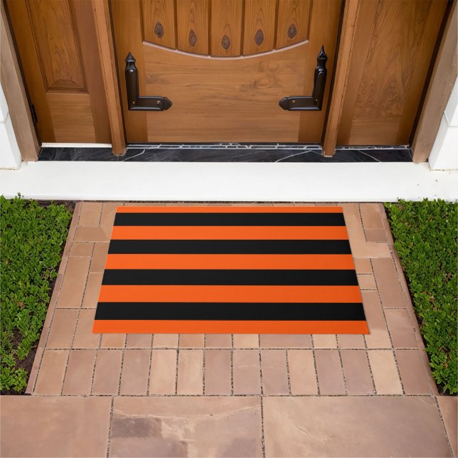Paillasson Black and Orange Halloween Stripes  (De plein air)