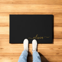 Black Gold Modern Script Girl Monogramme Nom