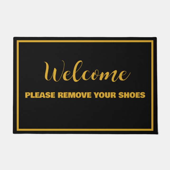 Paillasson Black Gold Welcome Veuillez retirer vos chaussures (Devant)