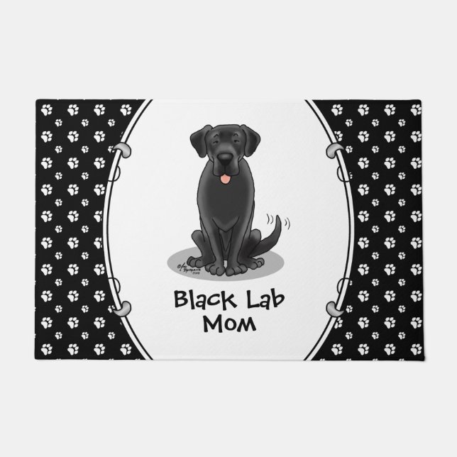 Paillasson Black Lab Mom (Labrador Retriever Mom) mignonne ch (Devant)