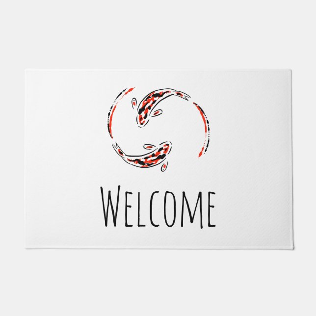 Paillasson Black & Red Japanese Koi Fish Artistic (Devant)