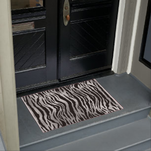 Paillasson Black Zebra Stripes Poster de animal Silver Luxe