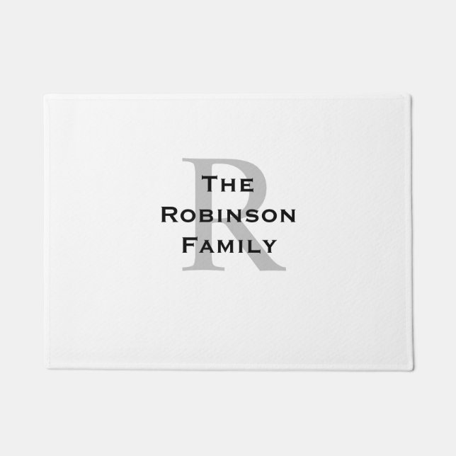 Paillasson Blanc et noir monogrammé  (Devant)
