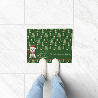 Paillasson Blanc Westie Noël Fantaisiste