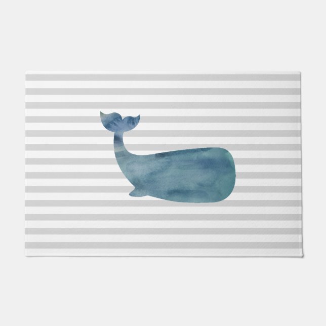 Paillasson Bleu Baleine Bleue Bande de peinture (Devant)
