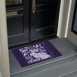 Paillasson Bleu & Blanc Rabbit Oiseau Bienvenue Floral Dedham