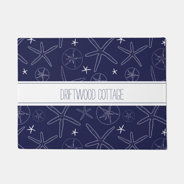 Paillasson Bleu de la marine côtière, Dollar de sable (Devant)