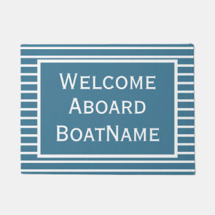 Paillasson Bleu et blanc Bienvenue à bord du bateau