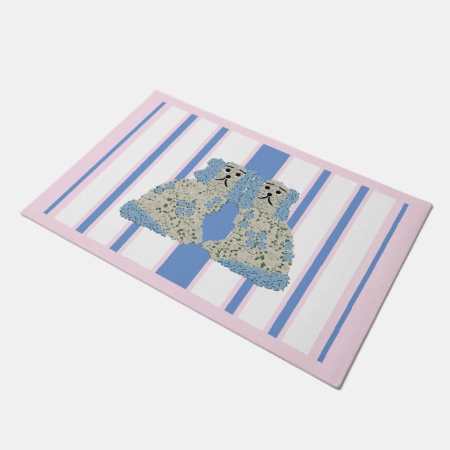 Paillasson Bleu Ginger Jar Jars Magnolia Staffordshire Chiens (Incliné)