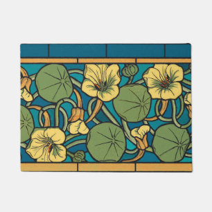 Paillasson Bleu jaune Nasturtium Fleur Nouveau Motif