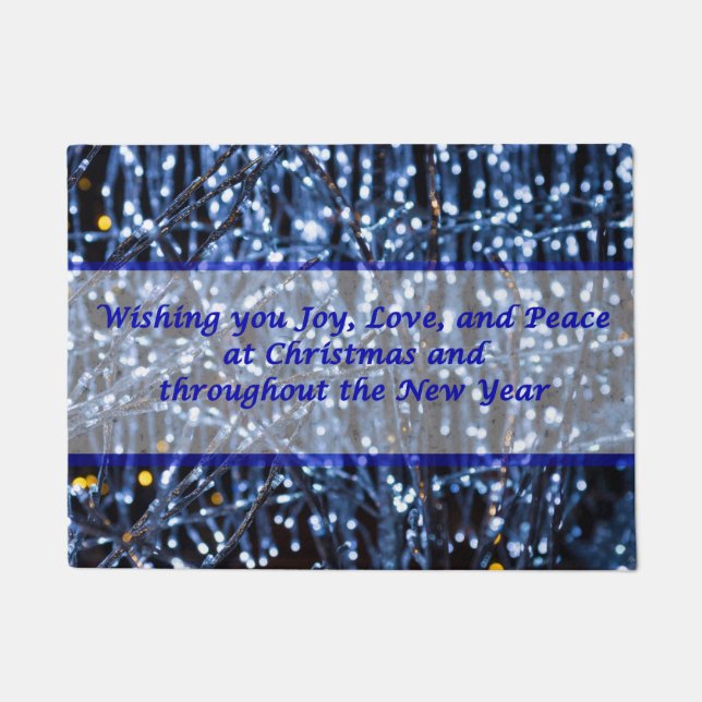 Paillasson Bleu Lumières Texte Abstrait mat (Devant)