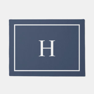Paillasson Bleu Marine Élégant Moderne Monogramme