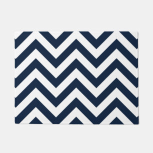 Paillasson Bleu marine et blanc de motif de zigzag
