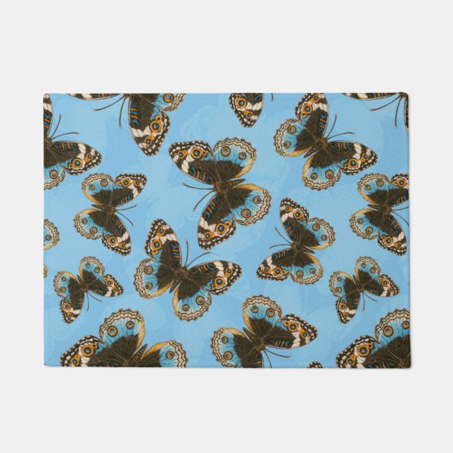 Paillasson Bleu motif papillon Pansy (Devant)