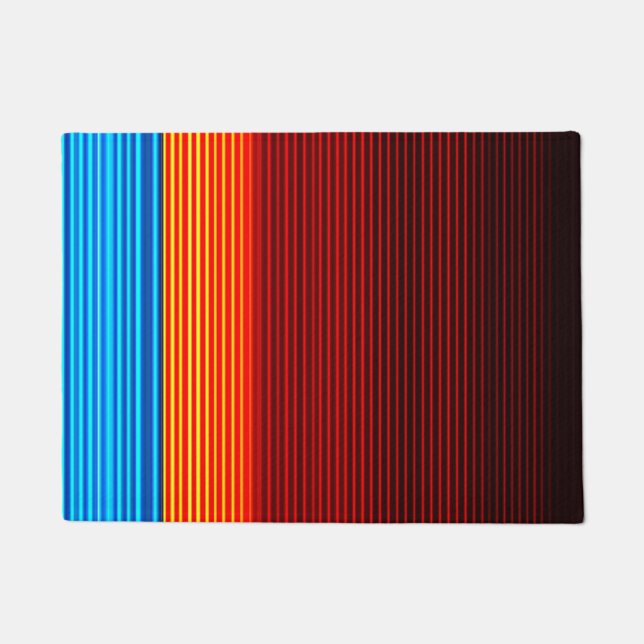 Paillasson Bleu orange jaune rouge noir rayures (Devant)