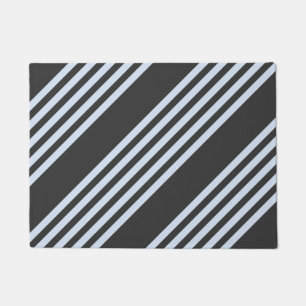 Paillasson Bleu pâle et charbon de bois cinq bandes motif