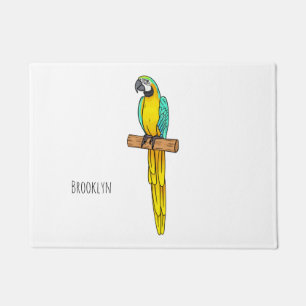 Paillasson Blue-and-yellow macaw bird cartoon illustration